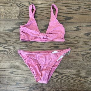 Tori Praver Ribbed Rose Bikini Set, Kaye Top & Marlowe Bottom, NWT